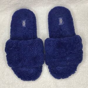 UGG Blue Fuzzy Slide Slippers | Women’s US 7 | Cozy Plush Slides
